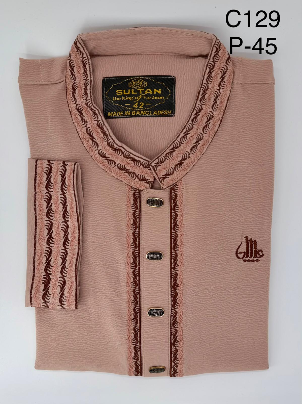 Rose-Dust Textured Panjabi