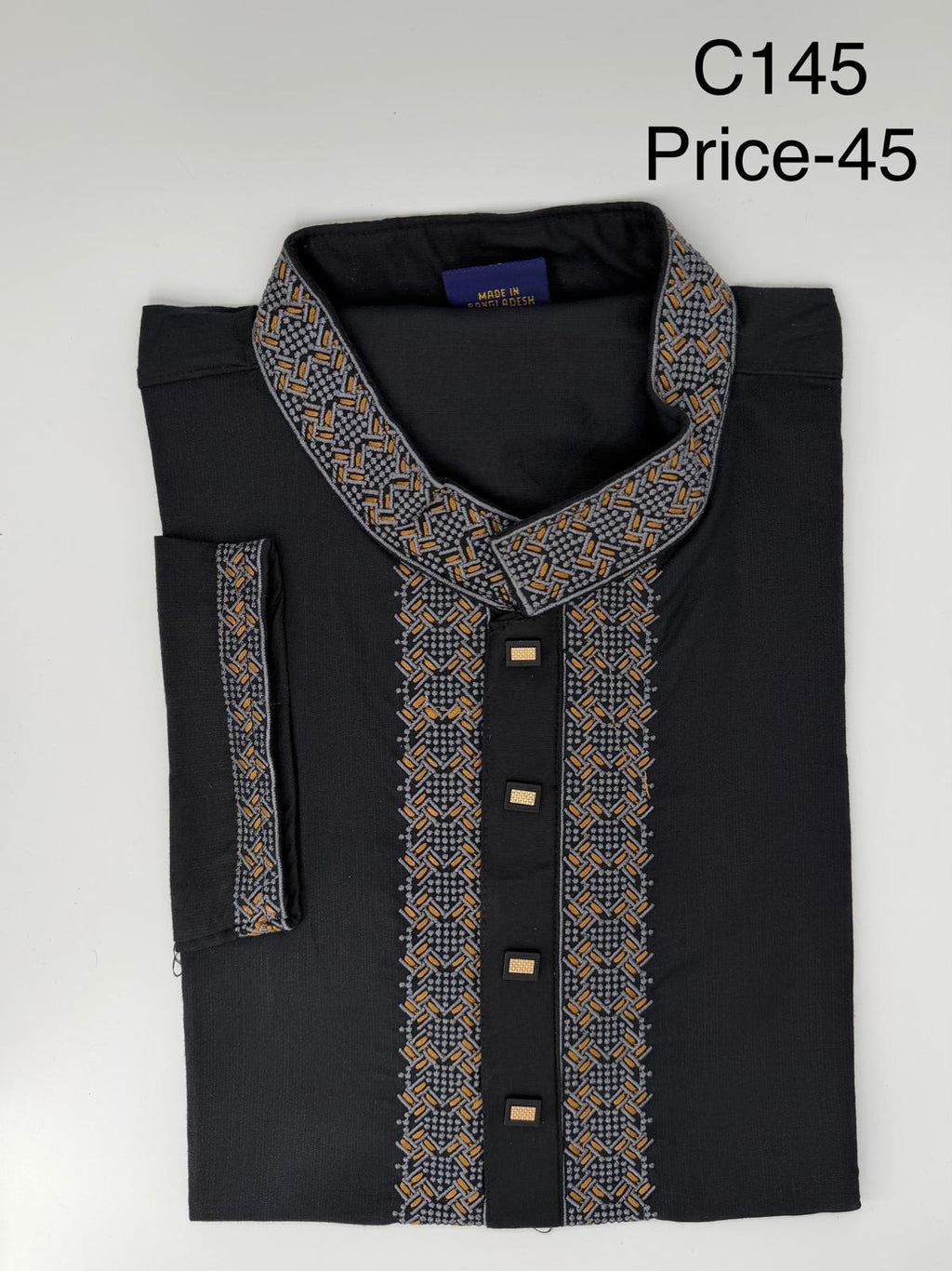 Premium Black Designer Panjabi