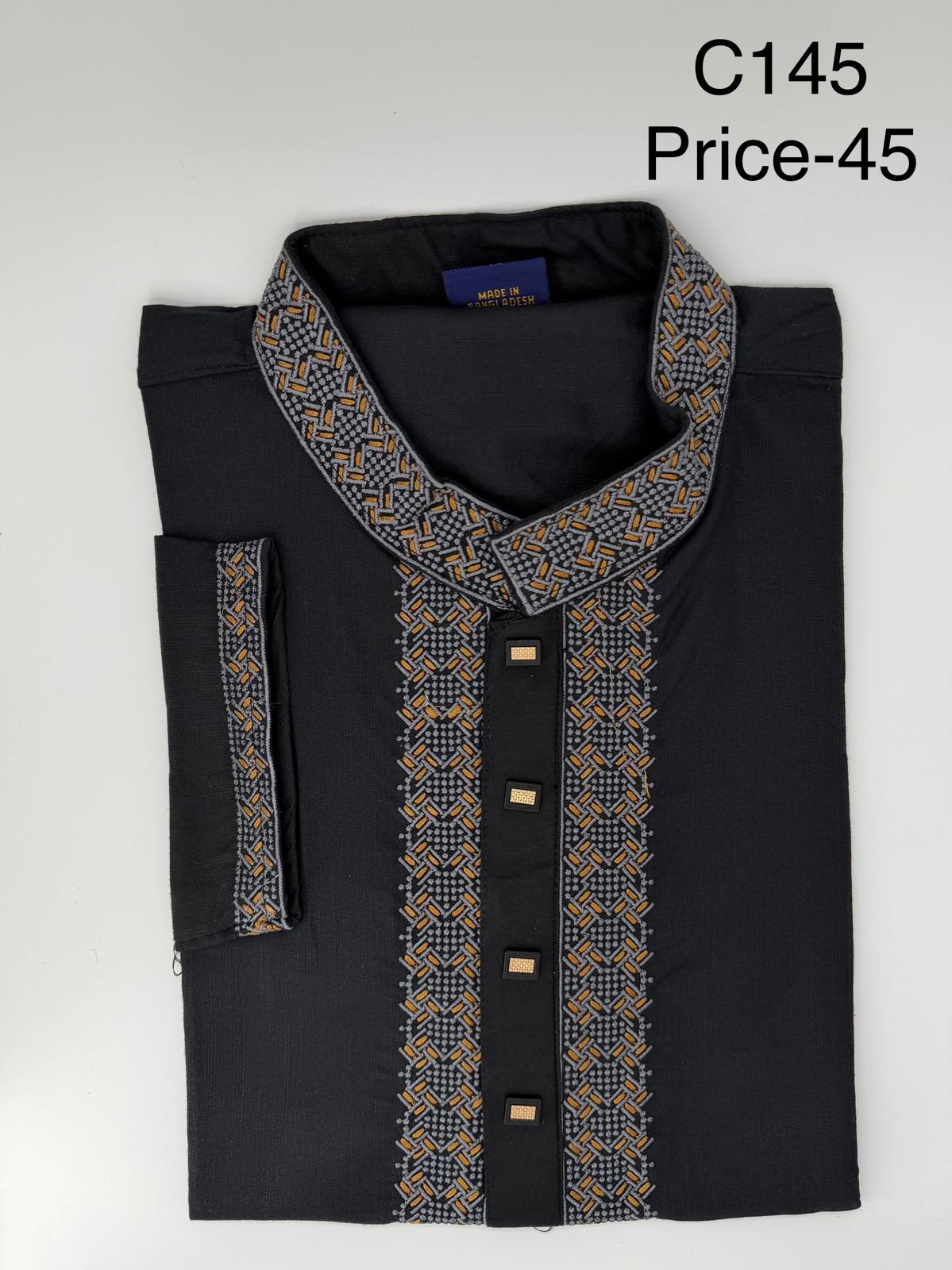 Premium Black Designer Panjabi