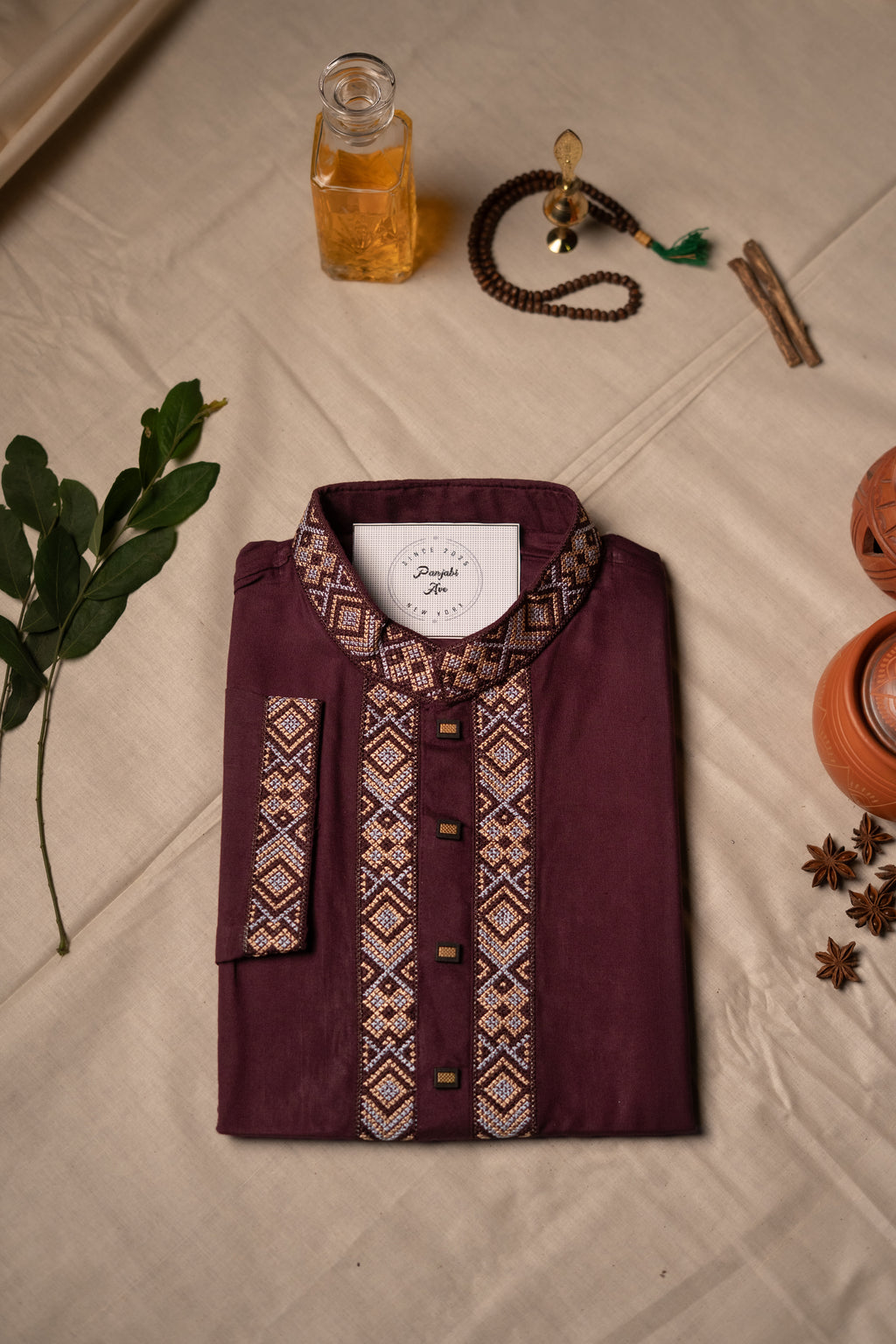 Deep Plum  Embroidered Panjabi