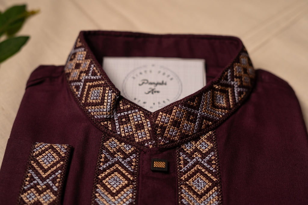 Deep Plum  Embroidered Panjabi