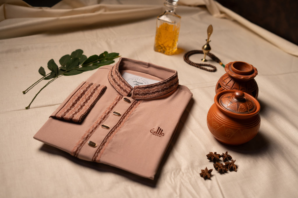 Rose-Dust Textured Panjabi