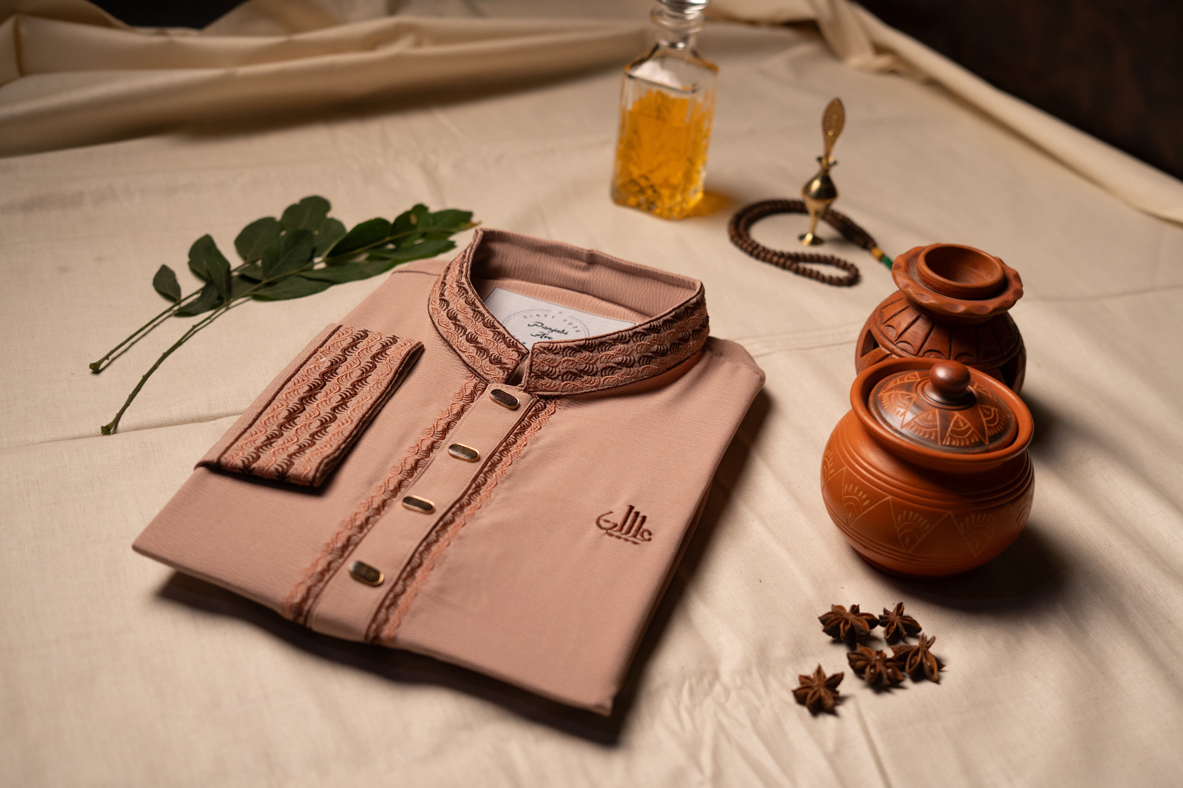 Rose-Dust Textured Panjabi