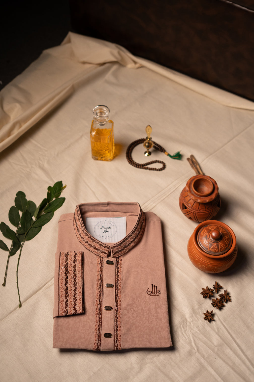 Rose-Dust Textured Panjabi