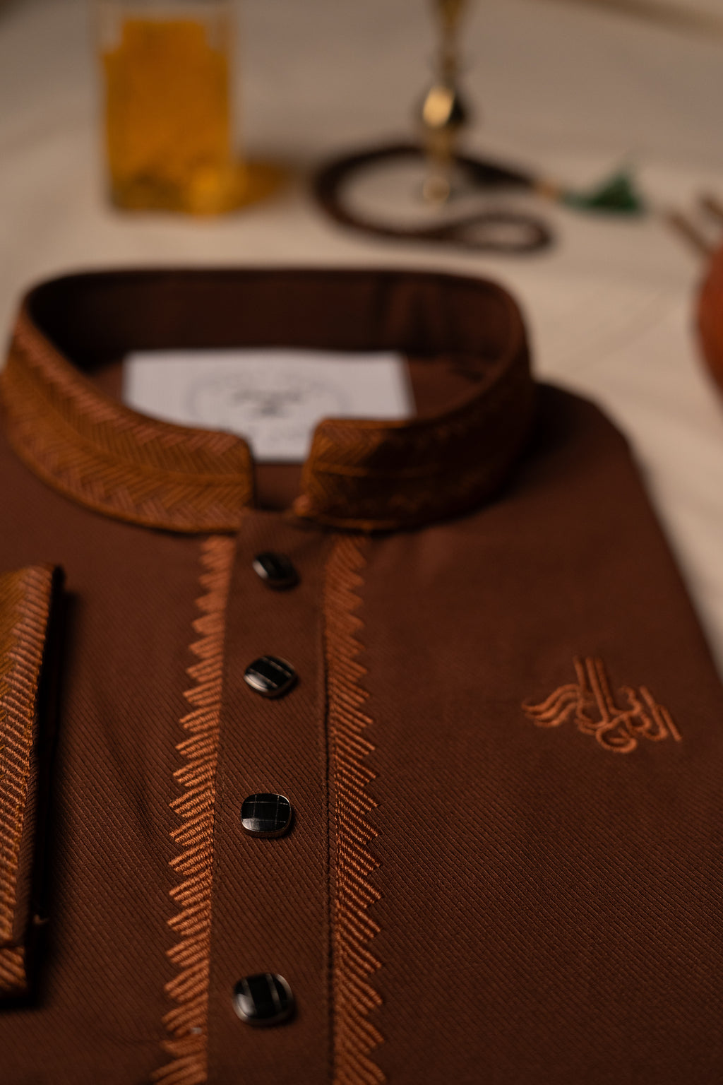 Elegant Brown Embroidered Panjabi