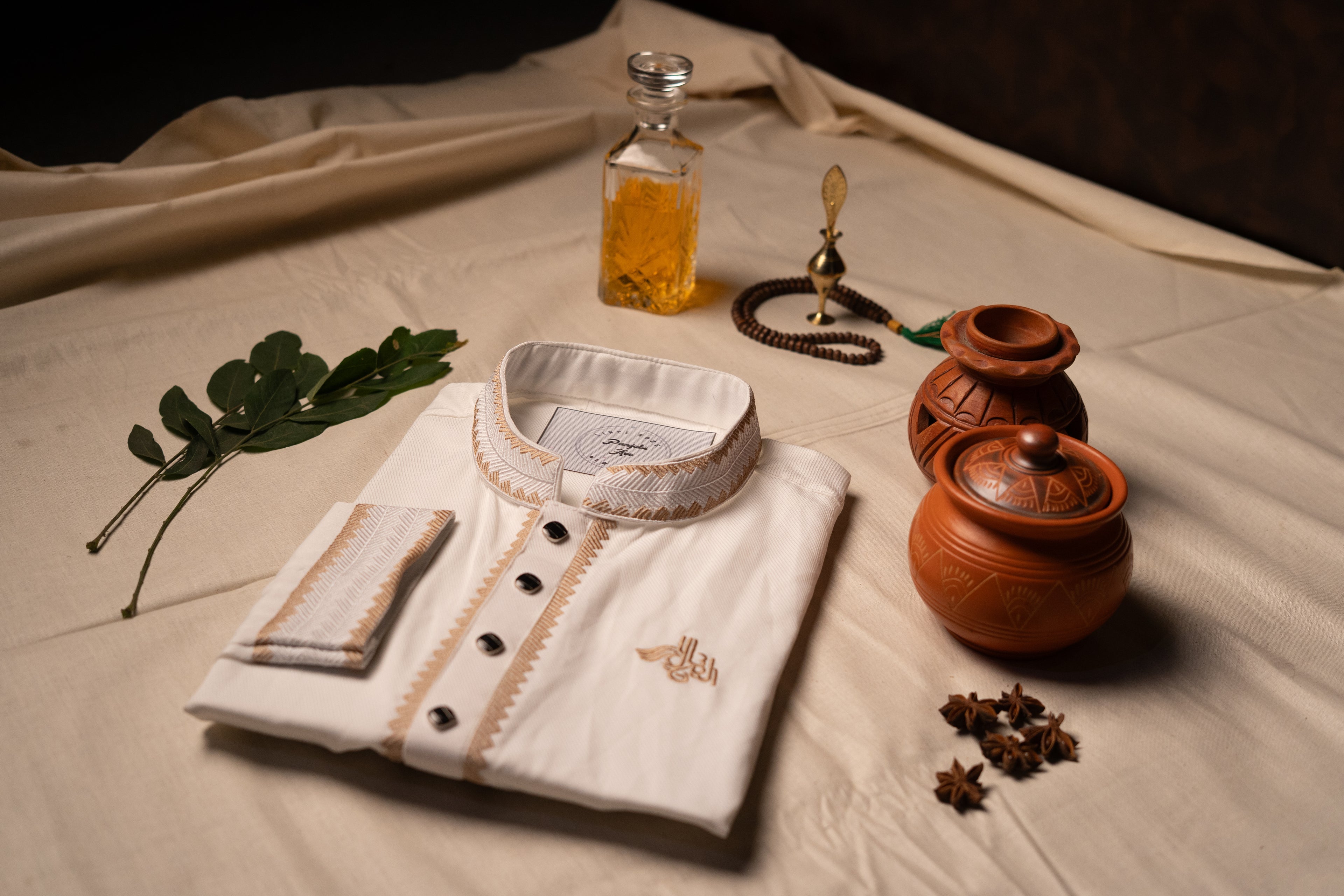 The Ivory Chevron Embroidered Panjabi