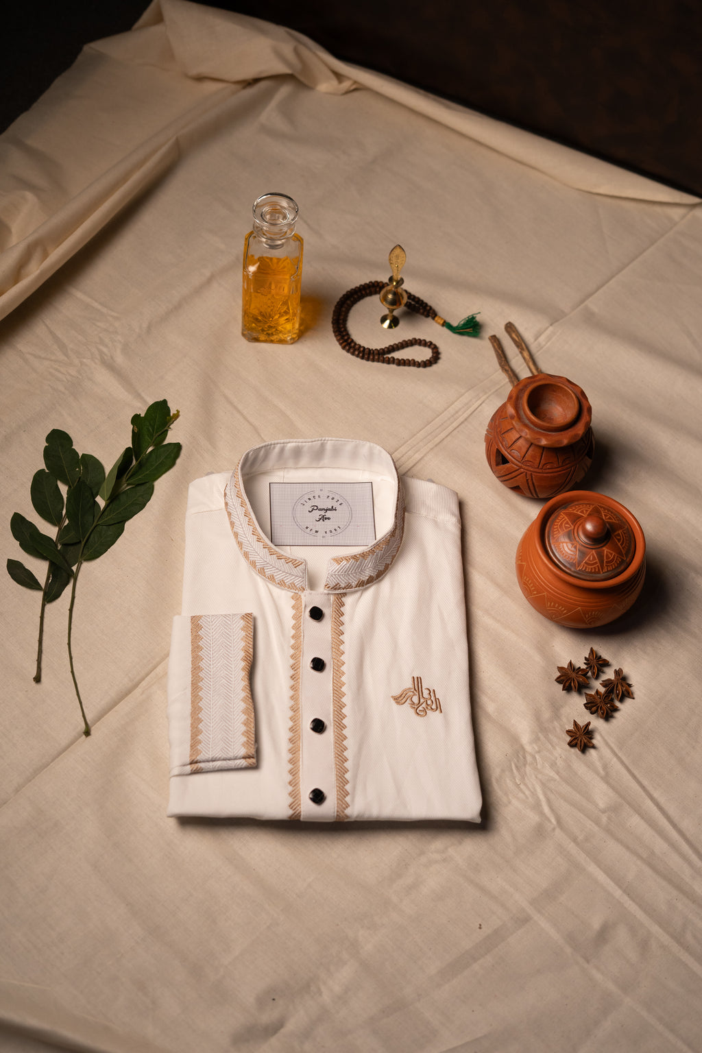The Ivory Chevron Embroidered Panjabi