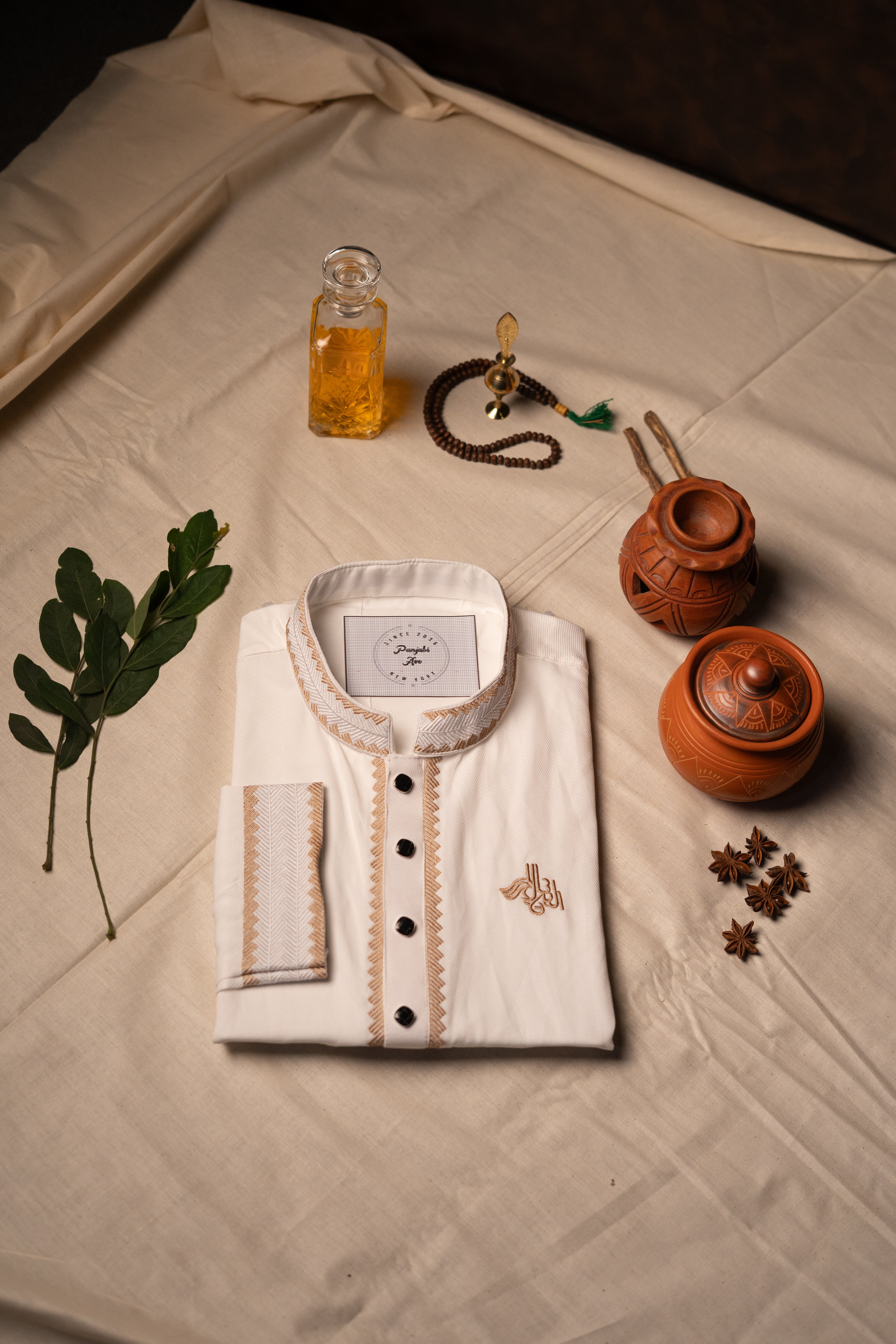 The Ivory Chevron Embroidered Panjabi