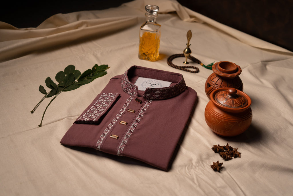 Fashion Elegant Plum Panjabi