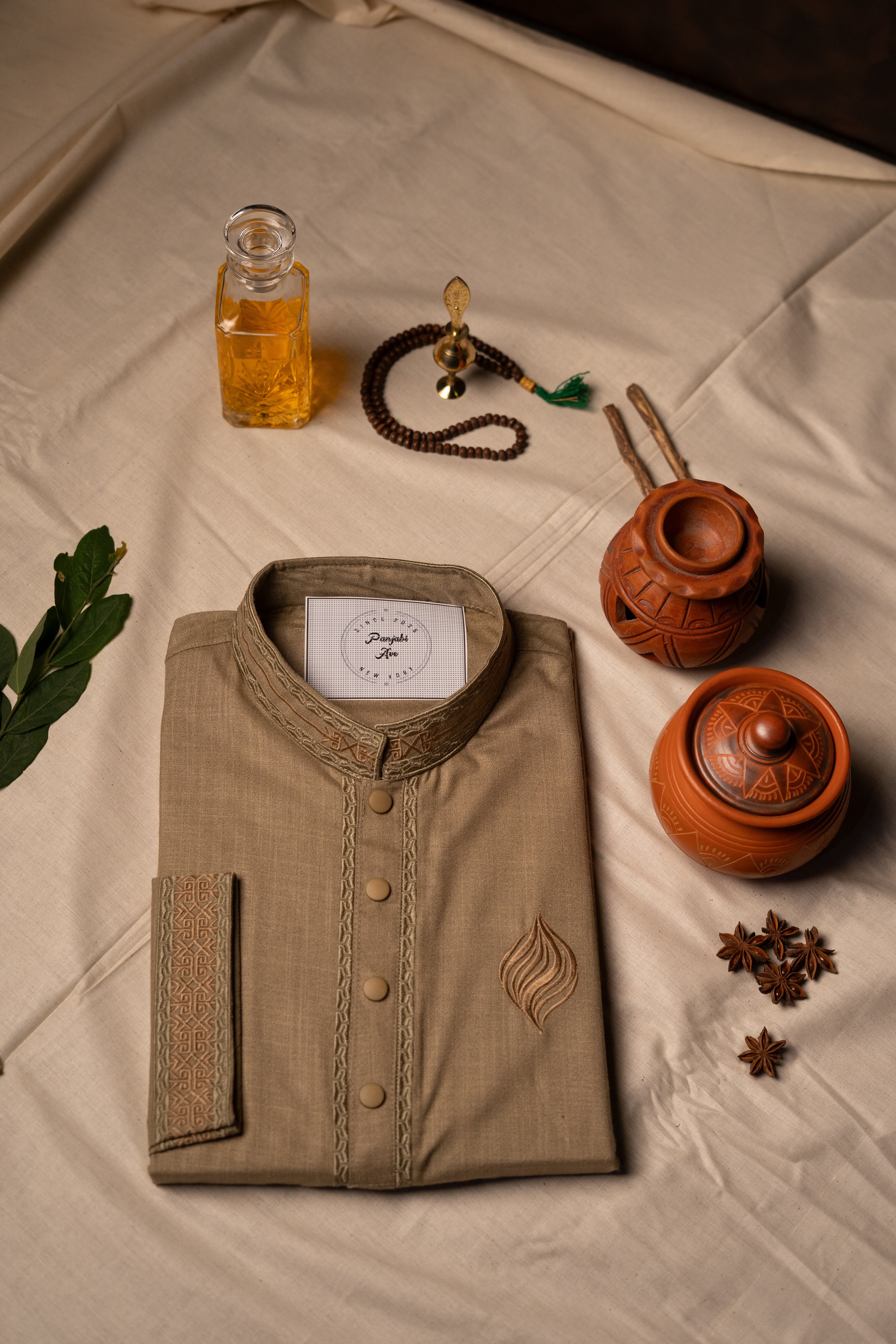 The Earth-Tone Embroidered Panjabi