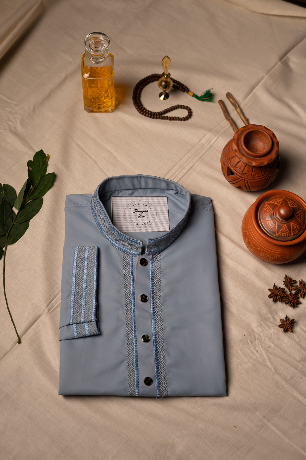 Light Blue Geometric Panjabi