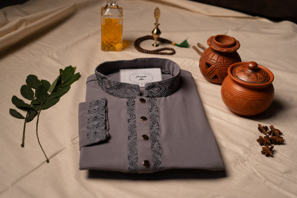 Slate Blue Zigzag Panjabi