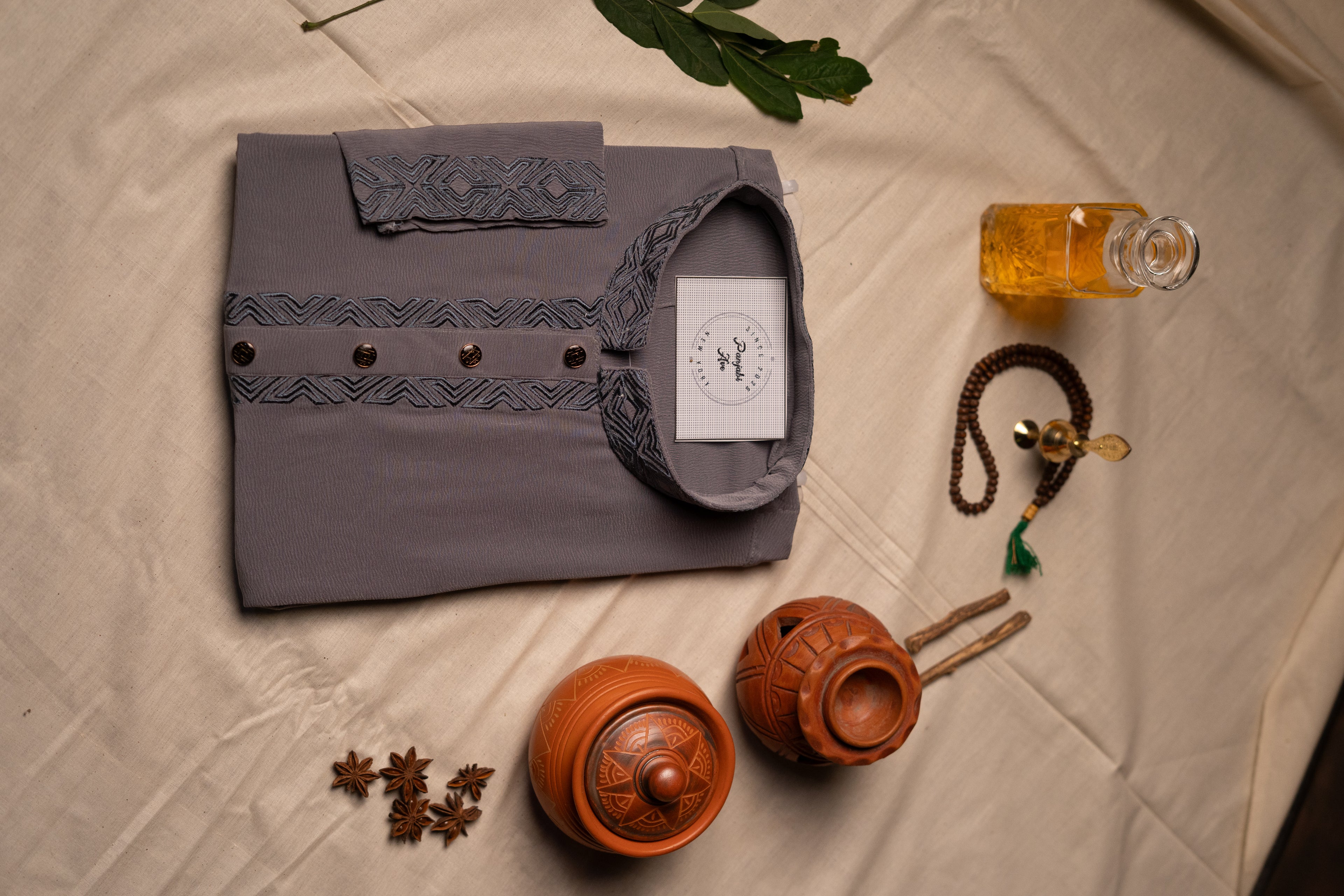 Slate Blue Zigzag Panjabi