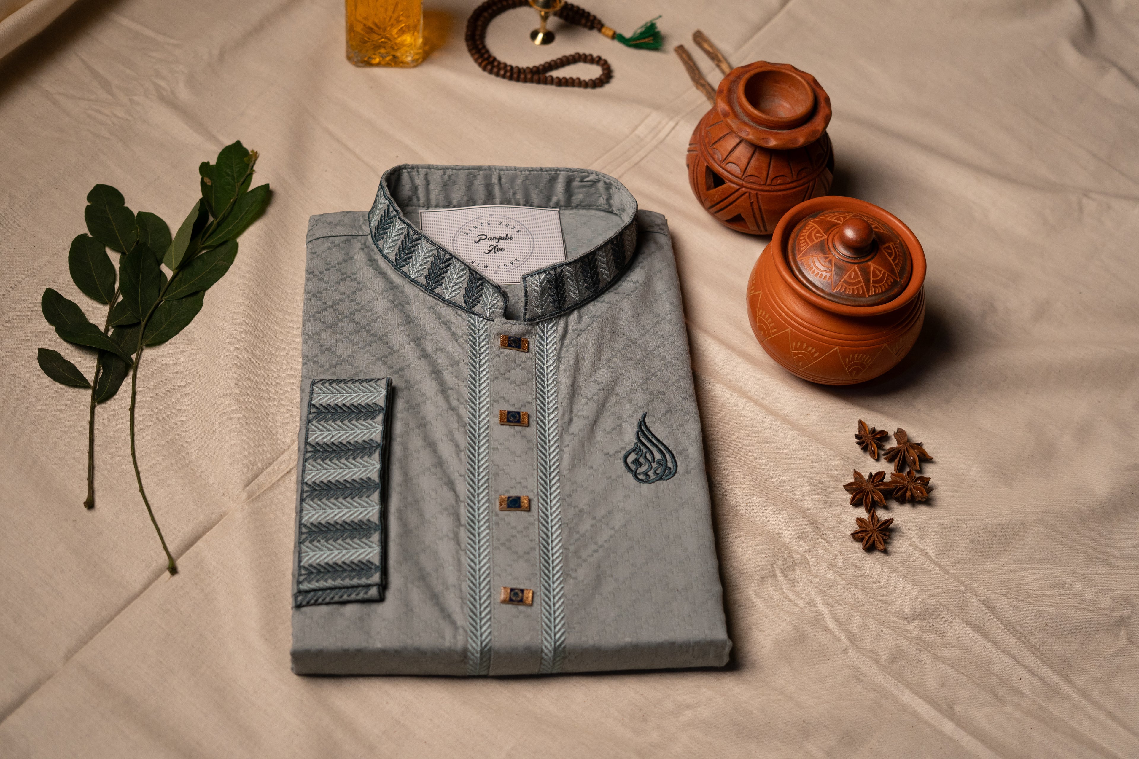 Textured G Embroidered Panjabi