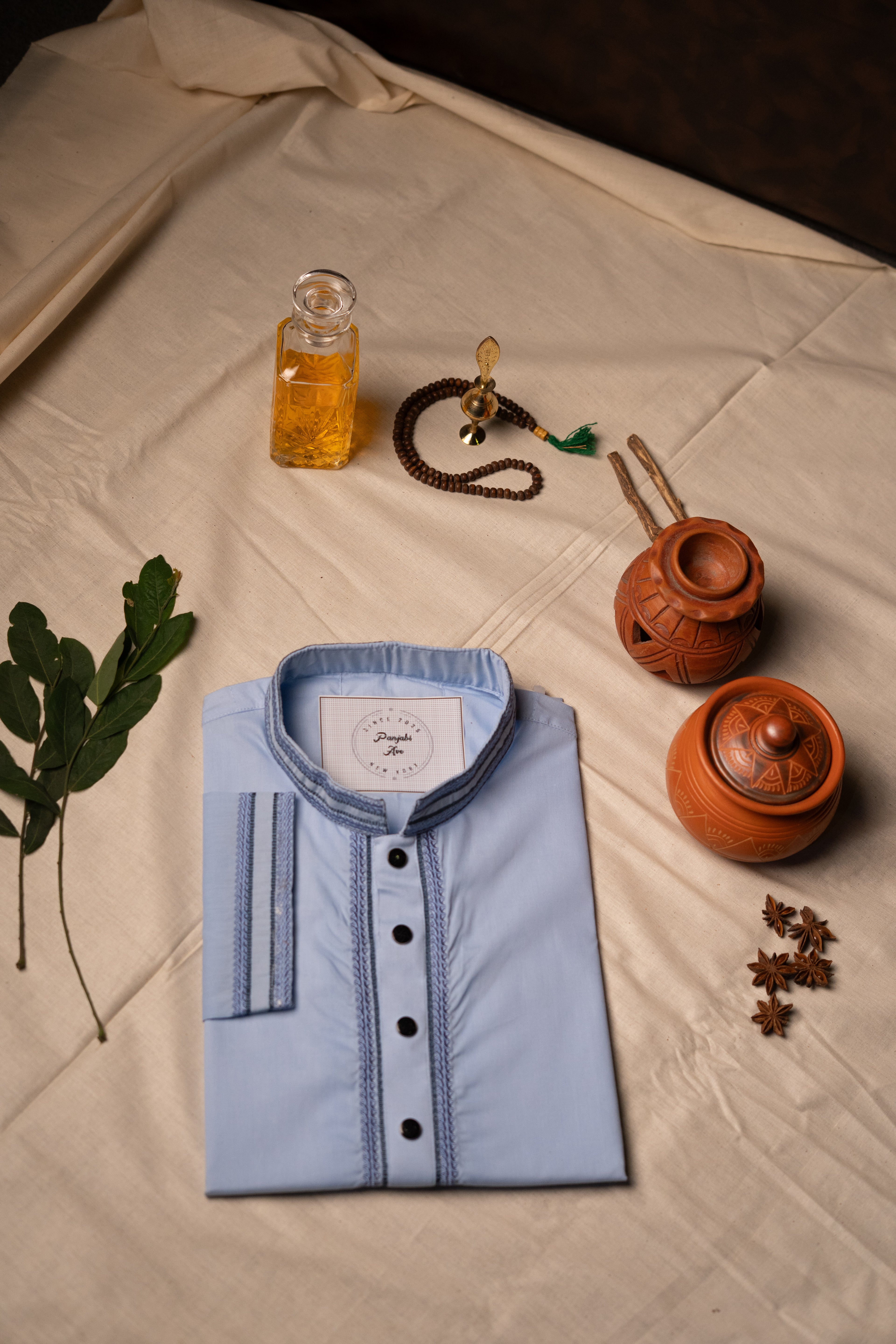 Sky Blue Embroidered Panjabi