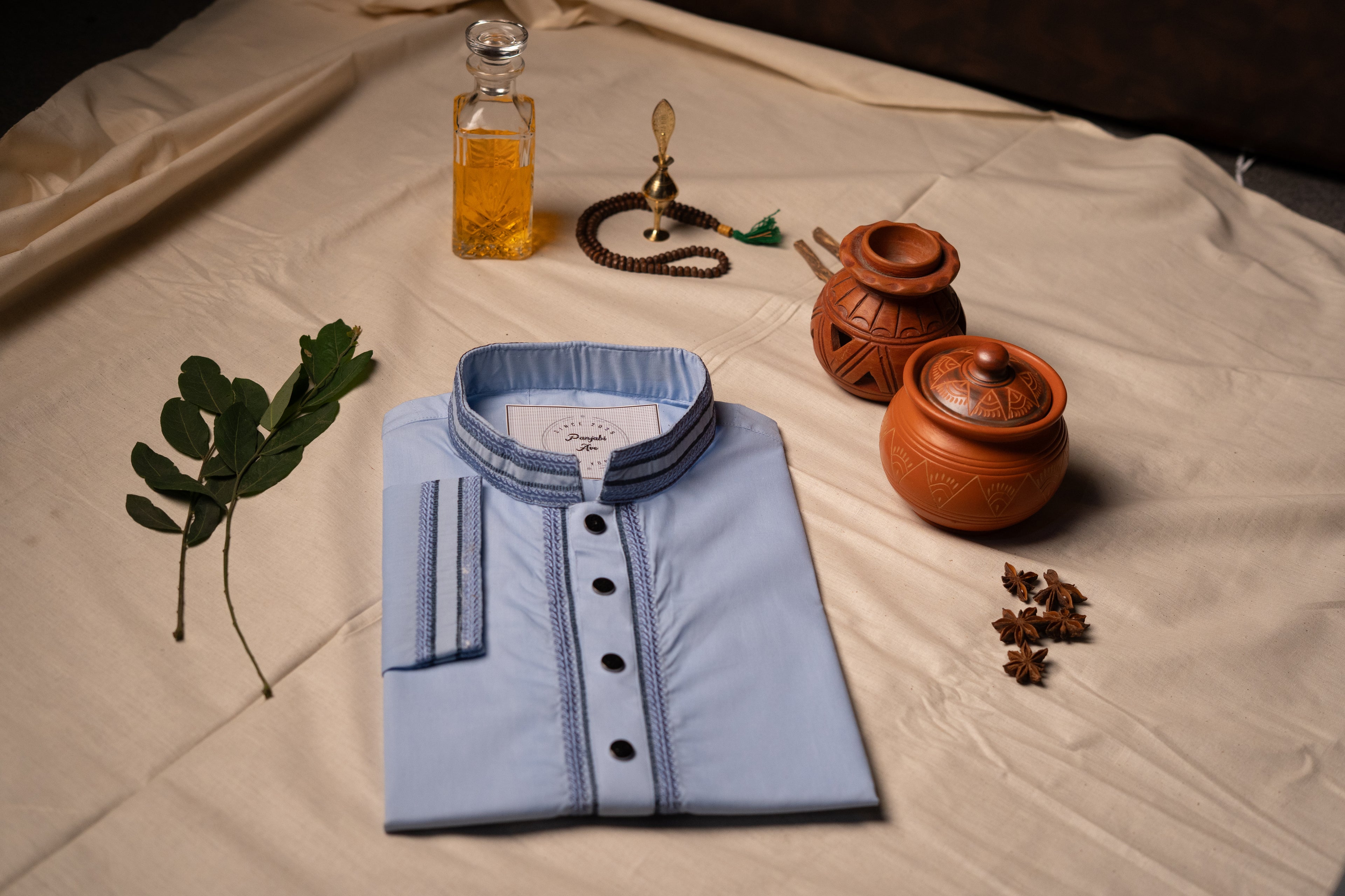 Sky Blue Embroidered Panjabi