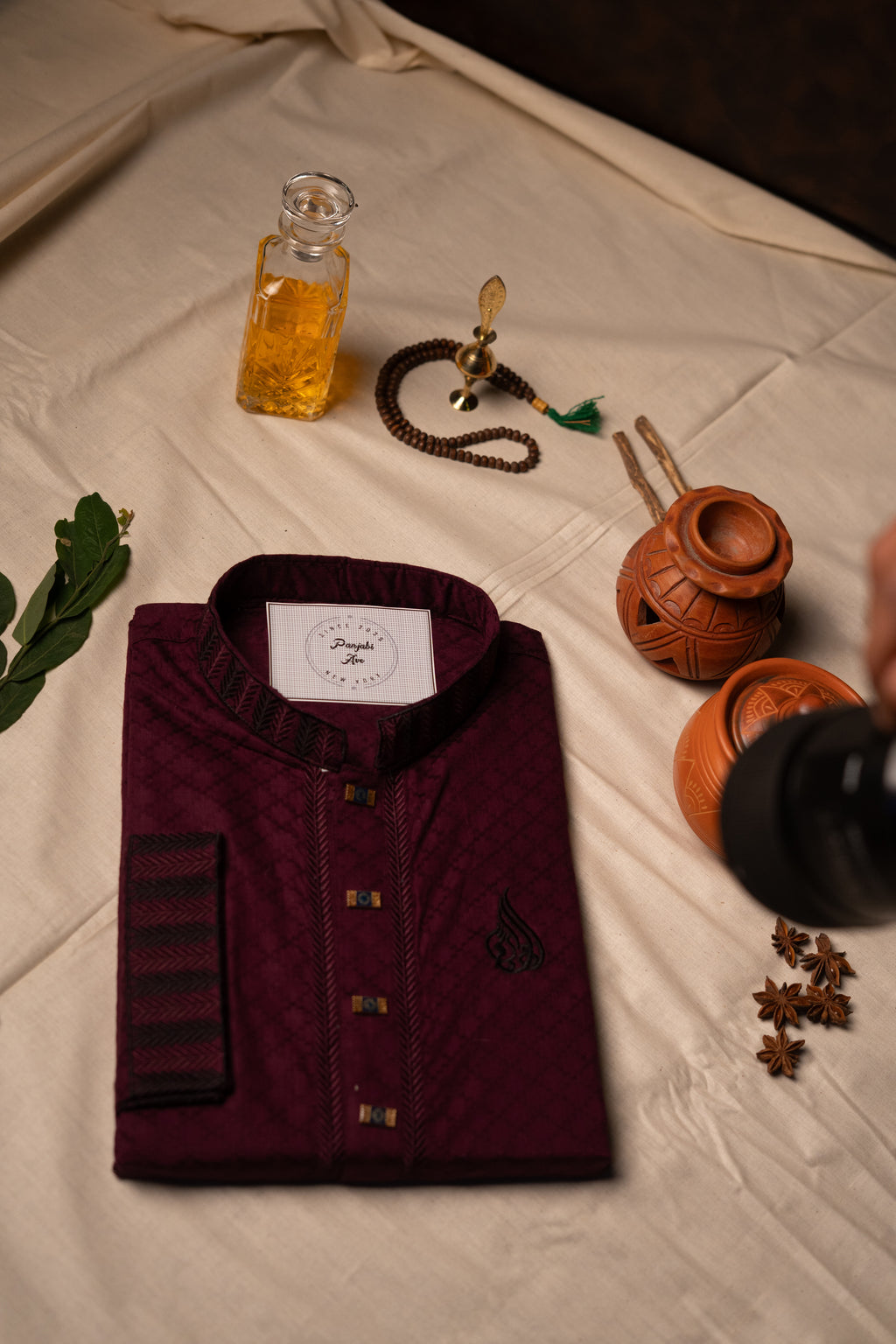 Maroon Embroidered Panjabi