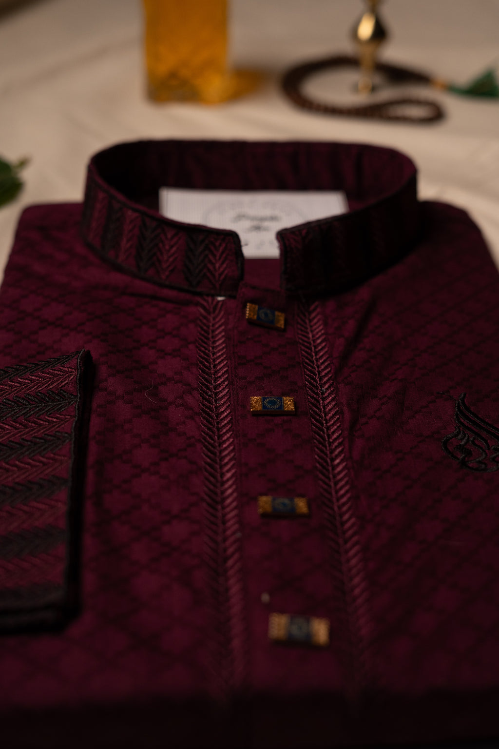 Maroon Embroidered Panjabi