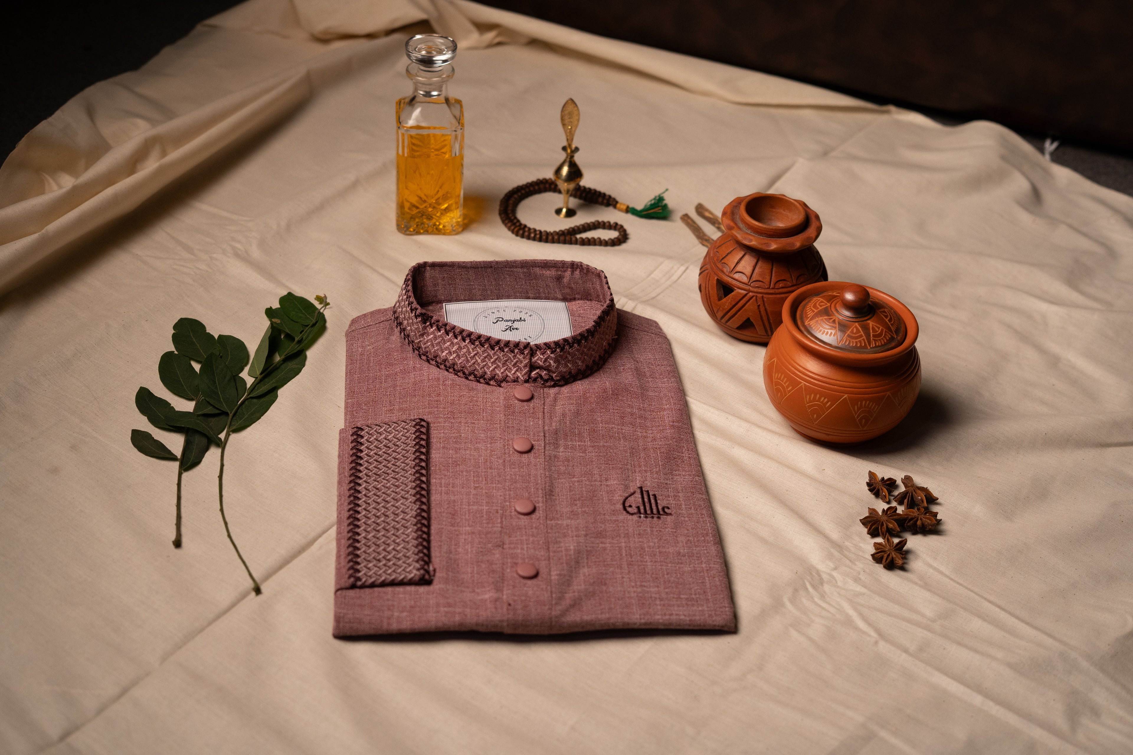 Textured Rose Panjabi