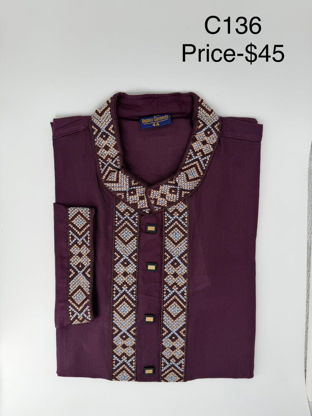 Deep Plum  Embroidered Panjabi