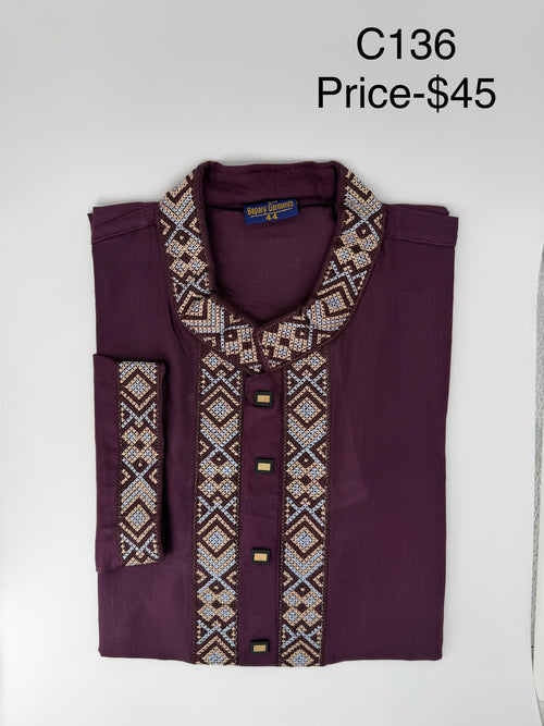 Deep Plum  Embroidered Panjabi