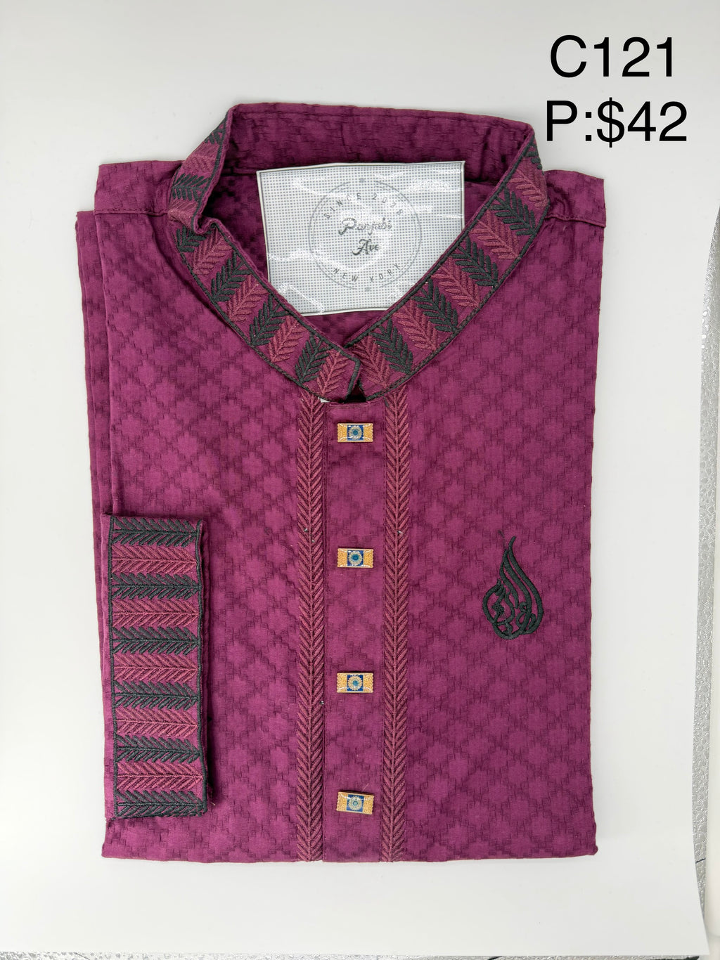 Maroon Embroidered Panjabi
