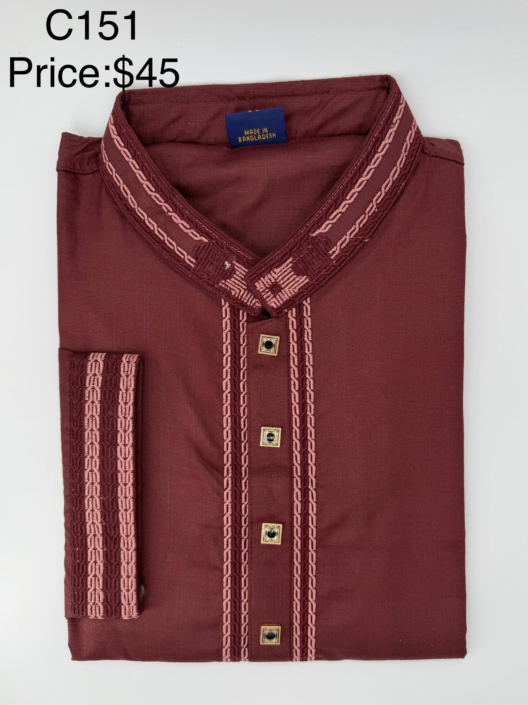 Rich Burgundy Embroidered Panjabi