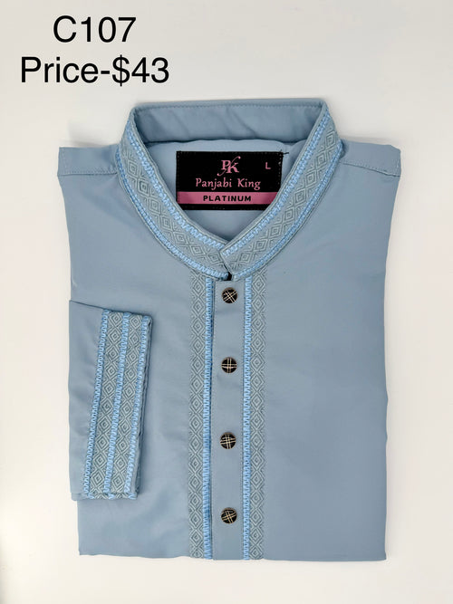 Light Blue Geometric Panjabi