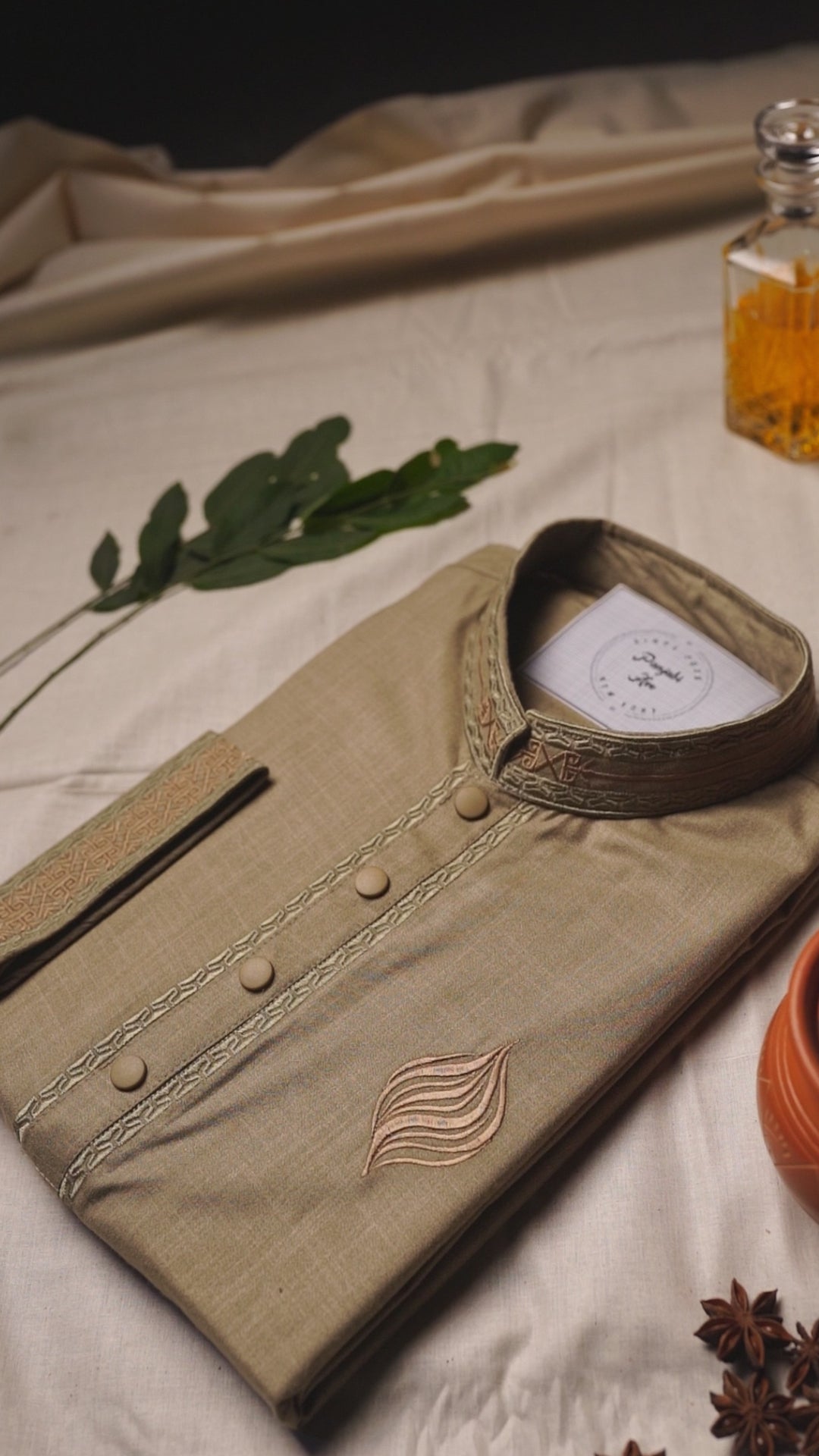 The Earth-Tone Embroidered Panjabi