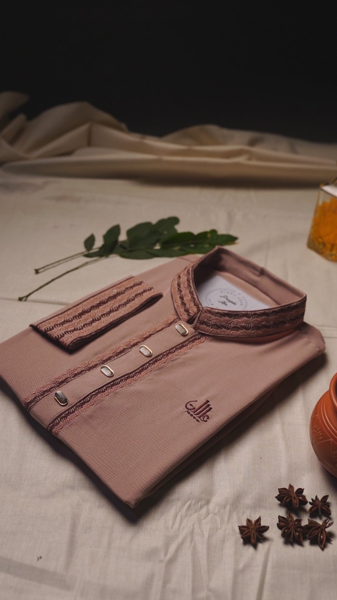 Rose-Dust Textured Panjabi
