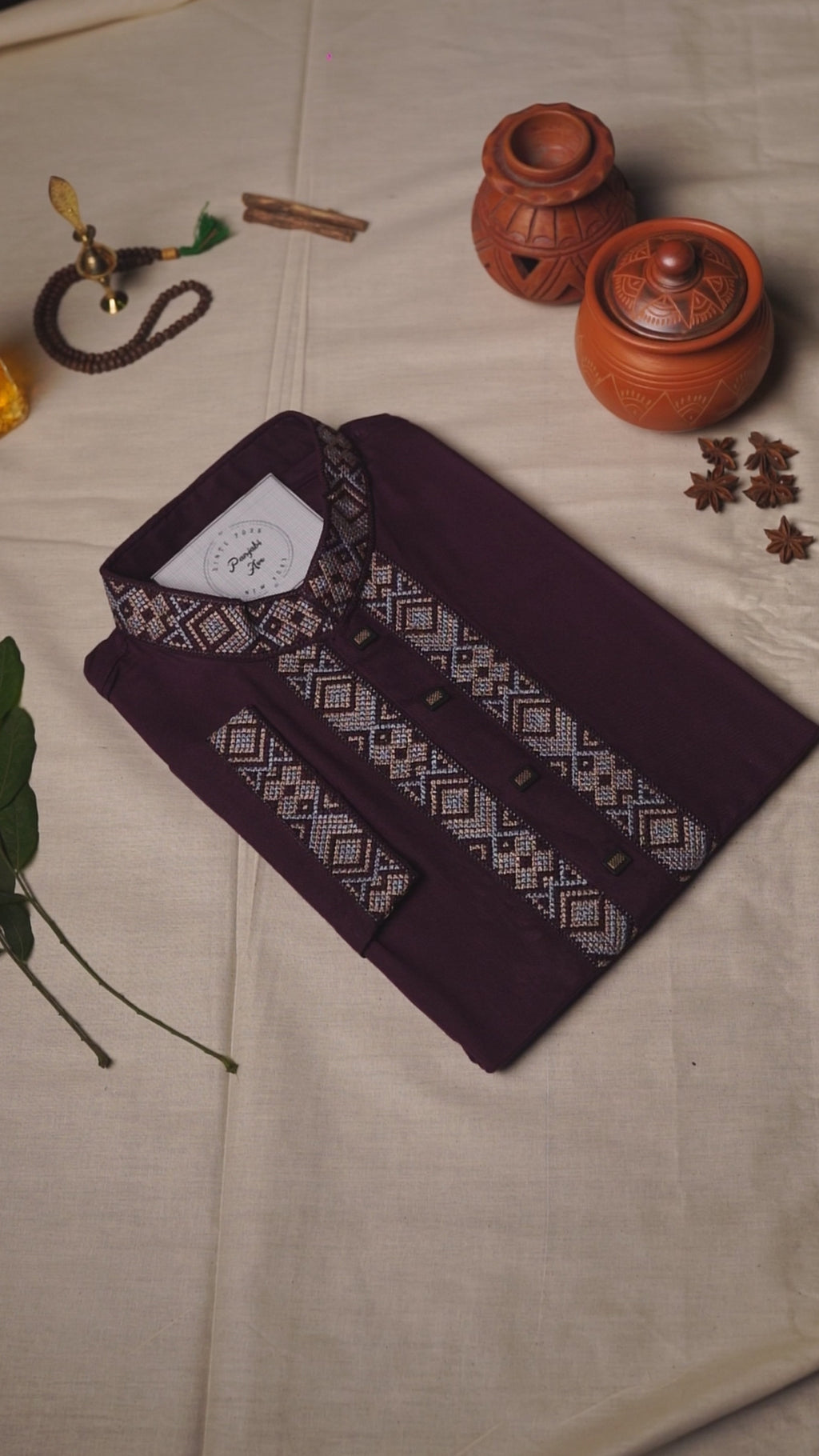 Deep Plum  Embroidered Panjabi