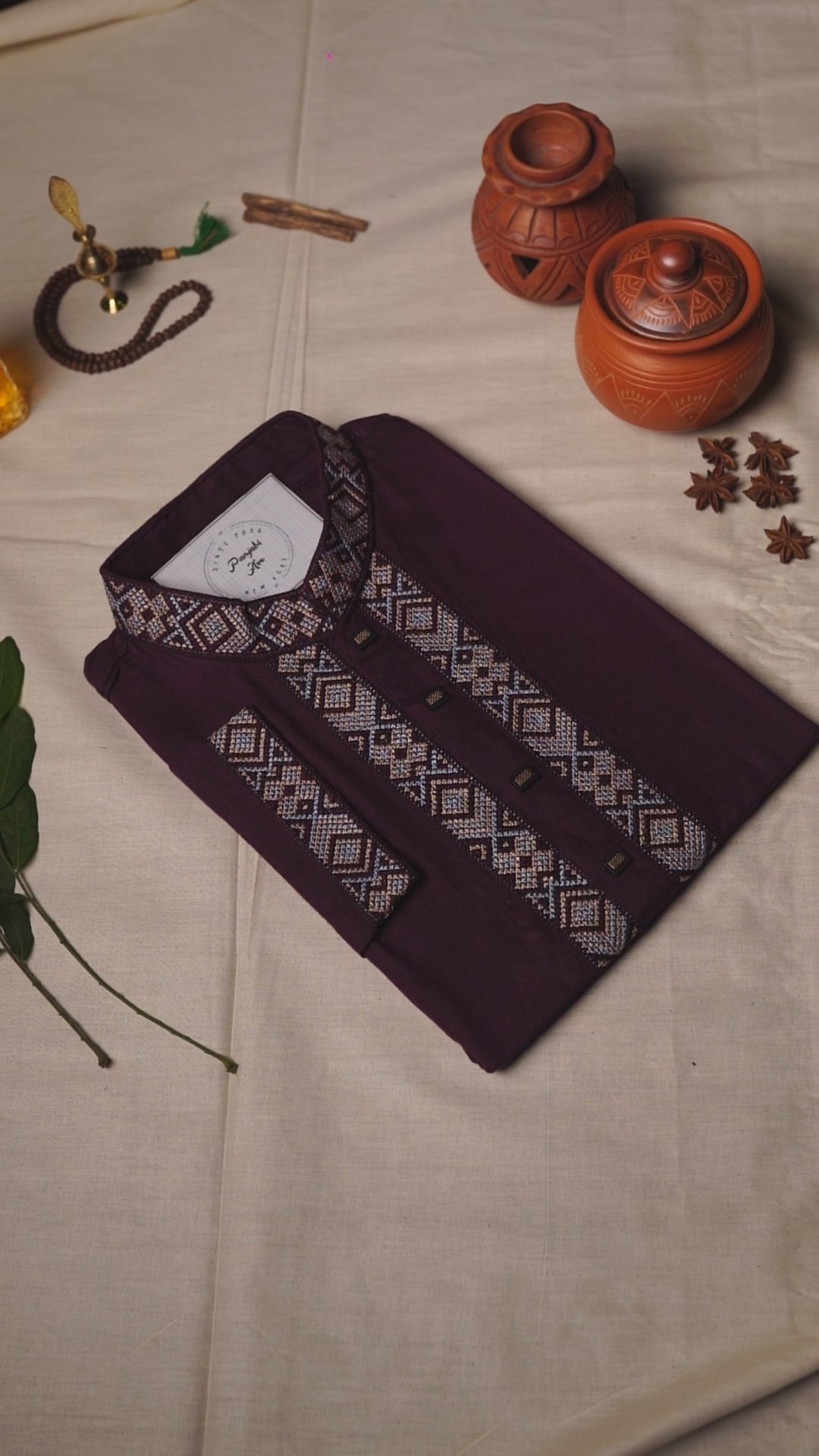 Deep Plum  Embroidered Panjabi