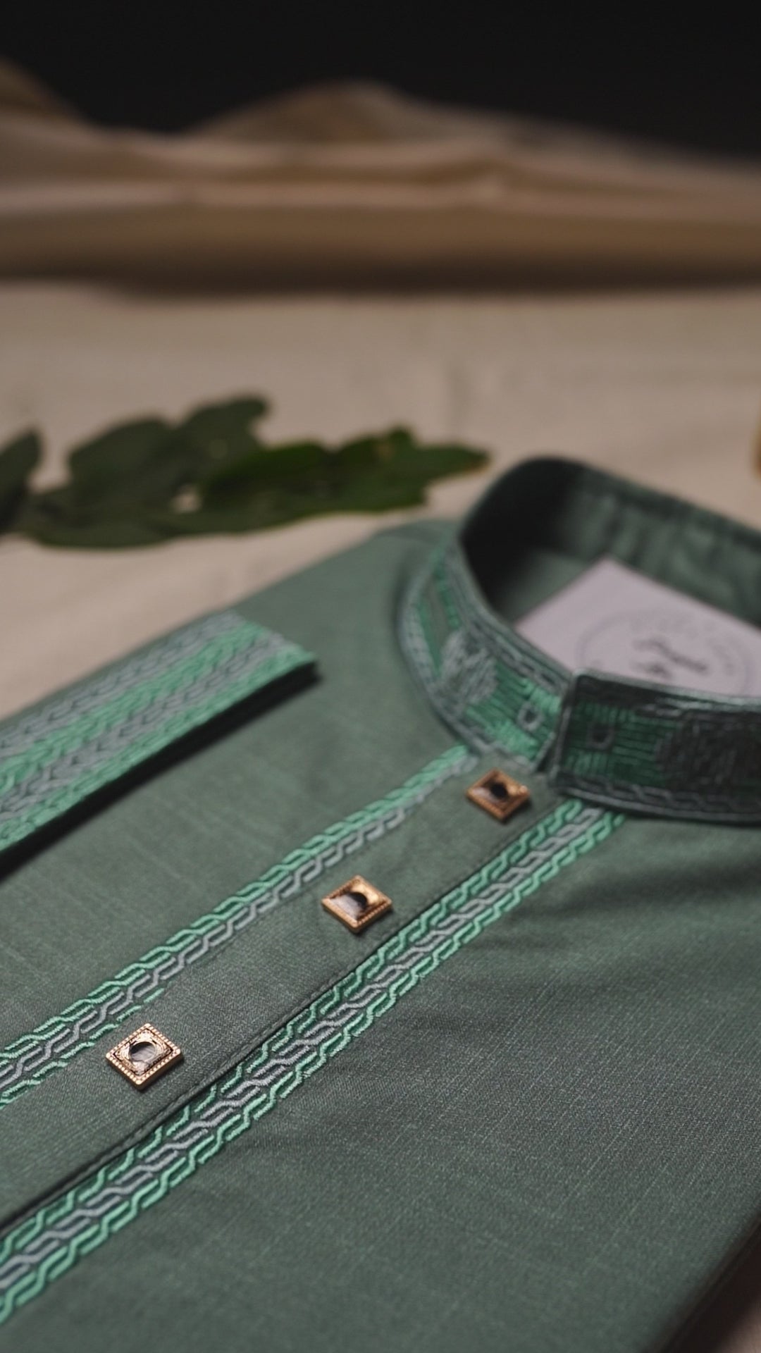 Teal Green Embroidered Panjabi
