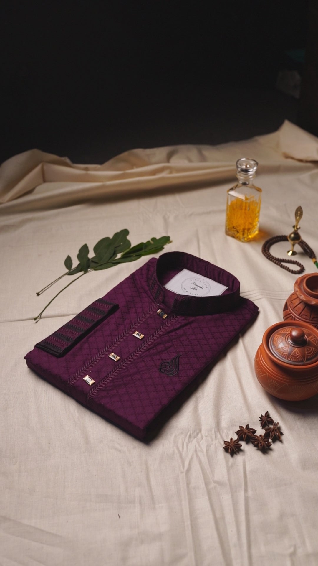 Maroon Embroidered Panjabi