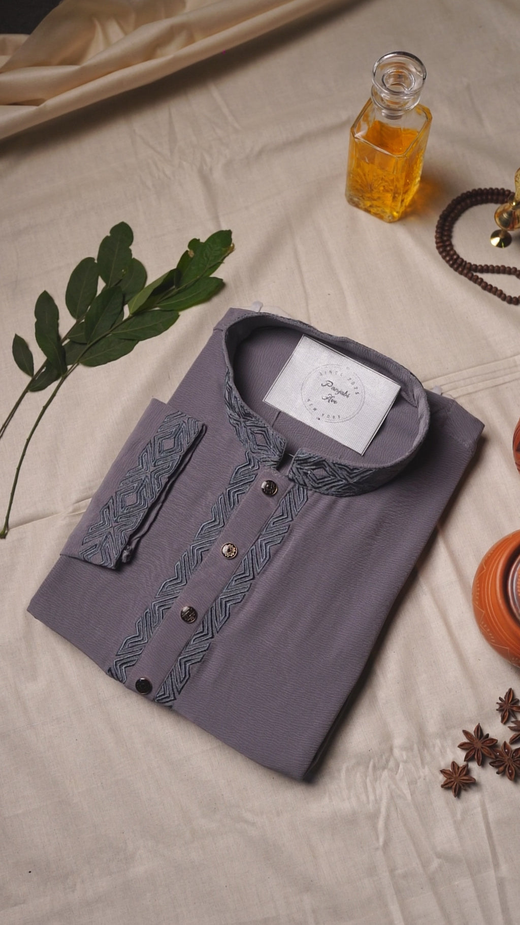 Slate Blue Zigzag Panjabi